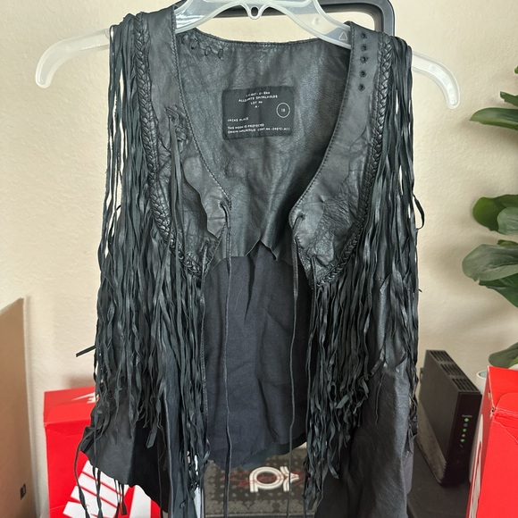 allsaints Jackets & Blazers - AllSaints Black Leather fringe Vest